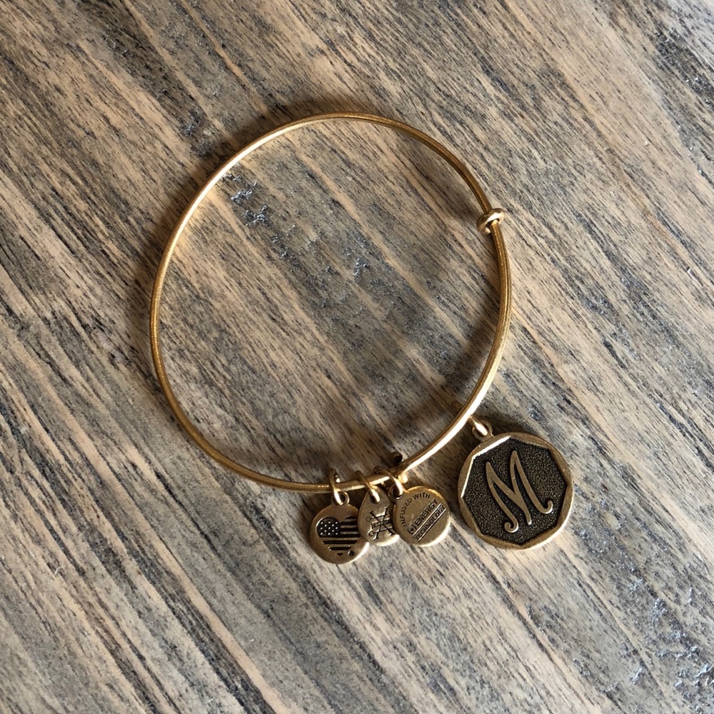 Gold M Charm Alex and Ani Bracelet